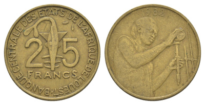 Западная Африка (BCEAO) 25 франков 1982 Центральный банк государств Западной Африки KM 9 алюминиевая бронза 4642-256
