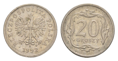 Польша 20 грошей 1992 Y 280 медно-никель 4625-1161