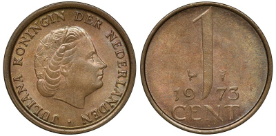 НИДЕРЛАНДЫ 1 ЦЕНТ 1973 KM 180 бронза 72-1133