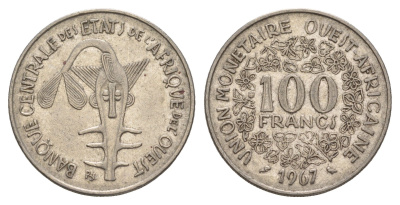 Западная Африка (BCEAO) 100 франков 1967 KM 4 никель 4656-911