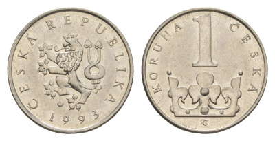 Чехия 1 кроны 1993 KM 7 сталь плакированная никелем 4392-713