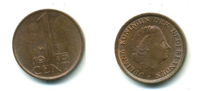 НИДЕРЛАНДЫ 1 ЦЕНТ 1975 KM 180 бронза 72-1141