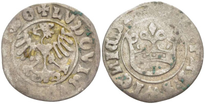 Польша, Свидница 1/2 гроша (полугрош) 1526 Людовик (Лайош) II Ягеллона (1506-1526), король Венгрии и Чехии, вес 0,8 гр. серебро 1517-445