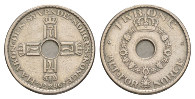 Норвегия 1 крона 1946 Хокон VII (1905-1957) KM 385 медно-никель 4635-625