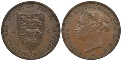 Джерси 1/12 шиллинга 1881 Виктория (1837-1901) KM 8 бронза 272-1132