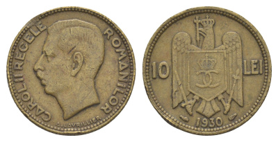 Румыния 10 леев (лей) 1930 Кароль II (1930-1940) KM 49 никель латунь 4620-1122