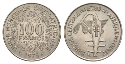 Западная Африка (BCEAO) 100 франков 1978 Центральный банк государств Западной Африки KM 4 никель UNC 4642-327
