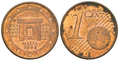 Мальта 1 евроцент 2008 F KM 125 сталь плакированная медью 4136-932
