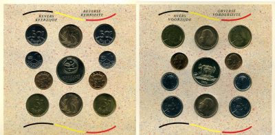 Бельгия набор из 10 монет + жетон монетного двора 1989 Belgie-Belgique, королевский монетный двор Бельгии, в оригинальном буклете, в запайке  KM MS 1   BUNC  6-5-3-14