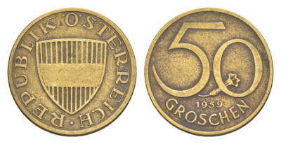 Австрия 50 грошей 1959 KM 2885 алюминиевая бронза 4136-825