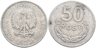 ПОЛЬША 50 ГРОШЕЙ 1973 MW KM 48.1 алюминий 106-513
