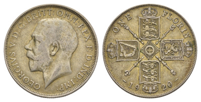 Великобритания 1 флорин = 2 шиллинга 1920 Георг V (1910-1936) KM 817a, Spink 4022 серебро 1520-1423