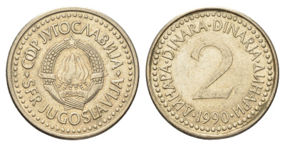 Югославия 2 динара 1990  KM 143 медно-никель    4660-515