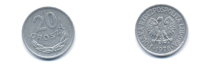 ПОЛЬША 20 ГРОШЕЙ 1976 KM A47 алюминий 4379-927