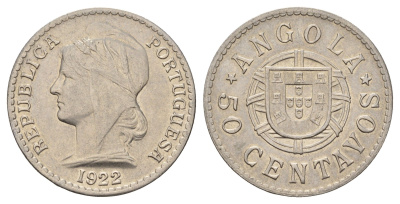 Ангола 50 сентаво 1922 KM 65 никель 1519-211