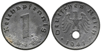 ГЕРМАНИЯ 1 РЕЙХСПФЕННИГ 1941 J KM 97, J. 369 цинк 39-1212