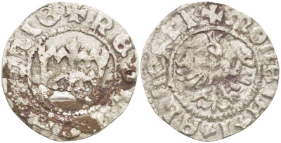 Польша 1/2 гроша (полугрош) 1492-1501 Ян I (1492-1501), династия Ягеллонов, вес 0,88 гр. серебро 1517-341