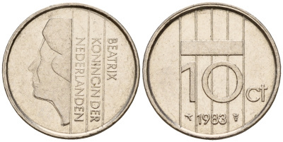 Нидерланды 10 центов 1983 Беатрикс (1980-2013) KM 203 никель    4598-353