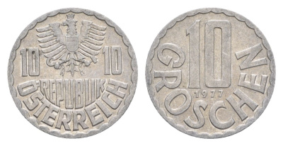 Австрия 10 грошей 1977 KM 2878 алюминий 4632-539