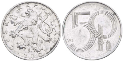 ЧЕХИЯ 50 ГЕЛЛЕРОВ 2001 KM 3.1 алюминий 100-111