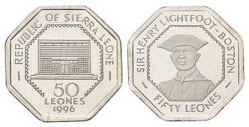Сьерра-Леоне 50 леоне 1996 год-тип KM 45 сталь плакированная никелем UNC 4392-338
