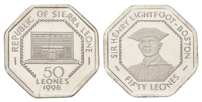 Сьерра-Леоне 50 леоне 1996 год-тип KM 45 сталь плакированная никелем UNC 4392-338
