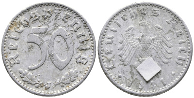 ГЕРМАНИЯ 50 РЕЙХСПФЕННИГОВ 1941 J KM 96, J. 372 алюминий 24-923