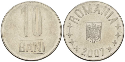 Румыния 10 бань (бани) 2007 KM 191 сталь плакированная никелем 4514-1114