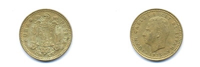 Испания 1 песета 1975 (80) Хуан Карлос I (1975-2014) KM 806 алюминиевая бронза 54-951