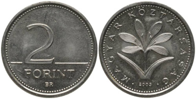 ВЕНГРИЯ 2 ФОРИНТА 2003 ВР KM 693 медно-никель UNC 181-736