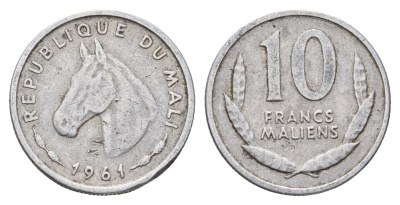 Мали 10 франков 1961 год-тип KM 3 алюминий 4678-947