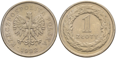 Польша 1 злотый 1992  KM 282 медно-никель    4161-111