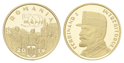 Румыния 50 бань (бани) 2019 Фердинанд I "Объединитель", Король Румынии KM 448 никель латунь PROOF 11-264-32