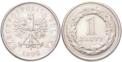 Польша 1 злотых 1995 Y 282 медно-никель UNC 4614-314