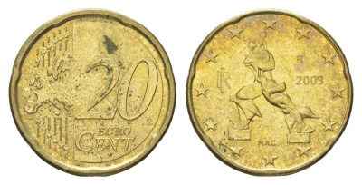 Италия 20 евроцентов 2009 KM 248 нордик 4629-326