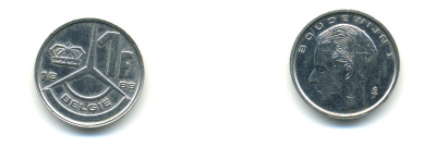 БЕЛЬГИЯ 1 ФРАНК 1989 BELGIE KM 171 никелированное железо 176-911