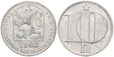 Чехословакия 10 геллеров 1982 KM 80 алюминий 44-1035