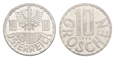 Австрия 10 грошей 1993 KM 2878 алюминий 4147-736
