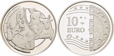 Бельгия 10 евро 2004 Расширение Европейского Союза KM 234 серебро PROOF 1082-9-63