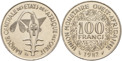 Западная Африка (BCEAO) 100 франков 1982 KM 4 никель UNC 4604-732