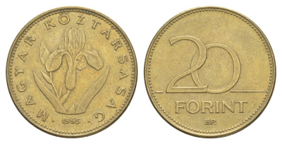 Венгрия 20 форинтов 1995 KM 696 никель латунь 4633-533