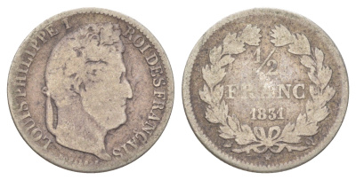 Франция 1/2 франка 1831 Q, Луи-Филипп I (1830-1848) KM 741.11 серебро 3896-141