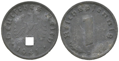 Германия 1 рейхспфенниг 1941 D KM 97 J. 369 цинк 206-1152
