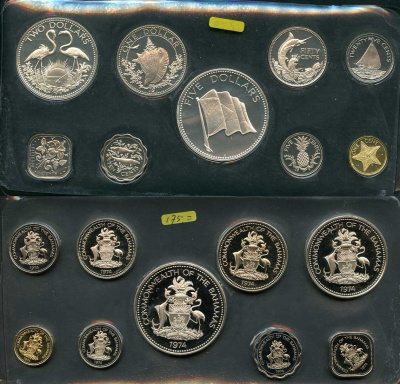 Багамские острова официальный набор из 9 монет 1974 KM PS 10 серебро PROOF 5-6-3-50