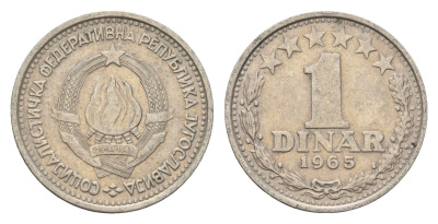 Югославия 1 динар 1965 KM 47 медно-никель 4674-444