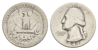 США 1/4 доллара 1941 S KM 164 серебро 4178-412