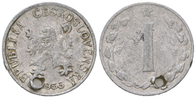 Чехословакия 1 геллер 1953 KM 35 алюминий 99-718