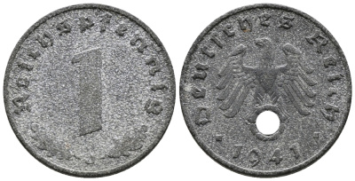 ГЕРМАНИЯ 1 РЕЙХСПФЕННИГ 1941 J KM 97, J. 369 цинк 39-1163