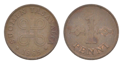 Финляндия 1 пенни 1965 KM 44 медь 4647-231