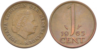 Нидерланды 1 цент 1965 Юлиана (1948-1980) КМ 180 бронза 3457-1021